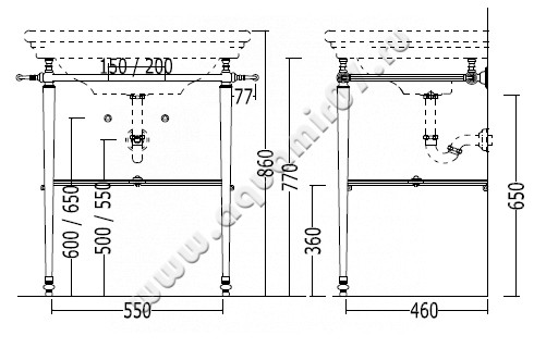 Консоль под раковину Devon & Devon Etoile consolle DEETOILECR размеры