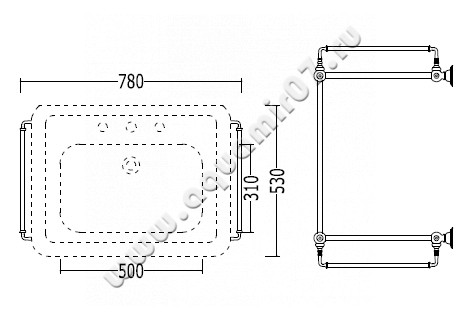 Консоль под раковину Devon & Devon Etoile consolle DEETOILECR размеры
