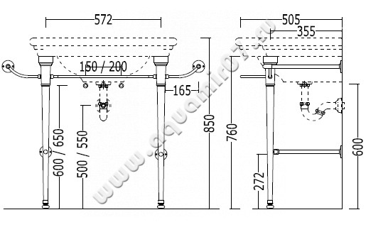Консоль под раковину Devon & Devon New Etoile consolle DENEWETOILECR размеры