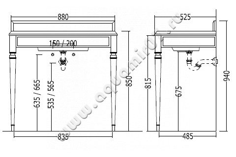 Консоль со столешницей Devon & Devon Premiere consolle DEPREMIEREBI(1-3)FGCR размеры