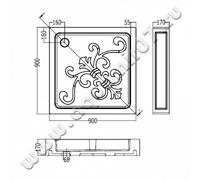 Акриловый поддон для душа Devon & Devon Arabesque 1DEPDARAB7070A размеры
