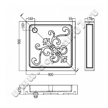 Акриловый поддон для душа Devon & Devon Arabesque 1DEPDARAB9090A размеры