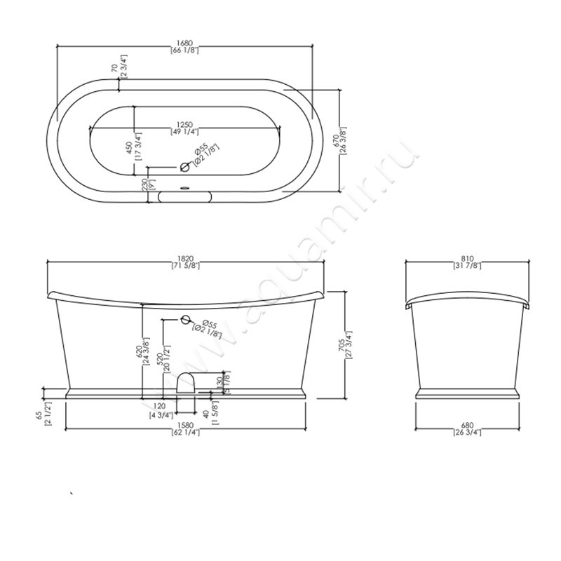Чугунная ванна Devon & Devon Regal DEREGAL размеры