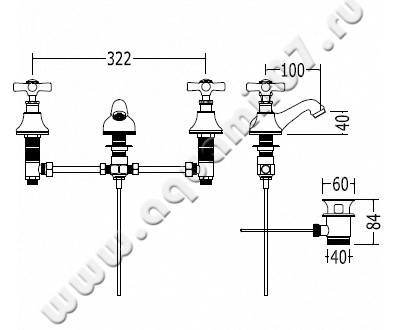 Смеситель для биде Devon & Devon Austin UTAU912CR размеры