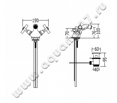 Смеситель для биде Devon & Devon City UTCI120CR размеры