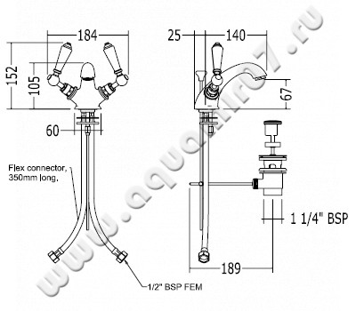 Смеситель для раковины Devon & Devon Dandy MARF54CR размеры