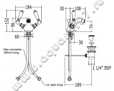 Смеситель для биде Devon & Devon Dandy MARF55CR размеры