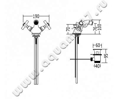 Смеситель для биде Devon & Devon White Rose UTWR720CR размеры