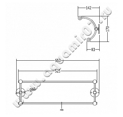 Полотенцедержатель Devon & Devon Cavendish WM09CR размеры