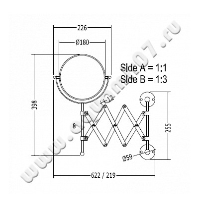 Зеркало косметическое Devon & Devon Cavendish WM22CR размеры
