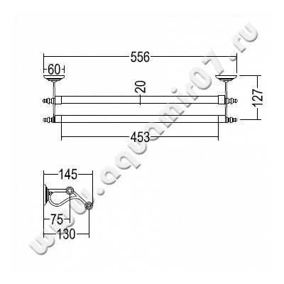 Полотенцедержатель Devon & Devon Chelsea DD200IN размеры