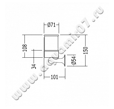 Стакан настенный Devon & Devon New York NY103CR размеры