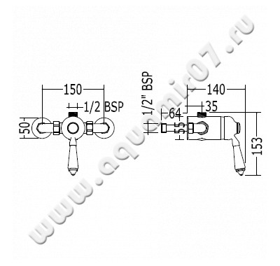 Смеситель для душа Devon & Devon Shower Mixers MARD72CR размеры