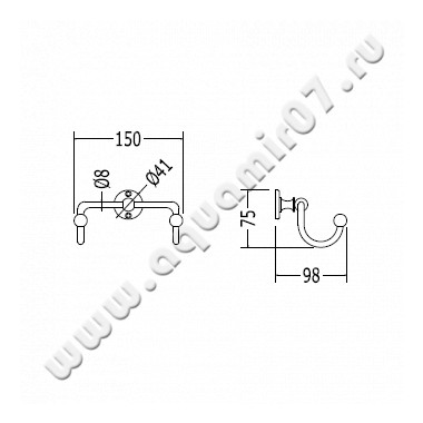 Держатель ручного душа Devon & Devon First Class DD33360CR размеры
