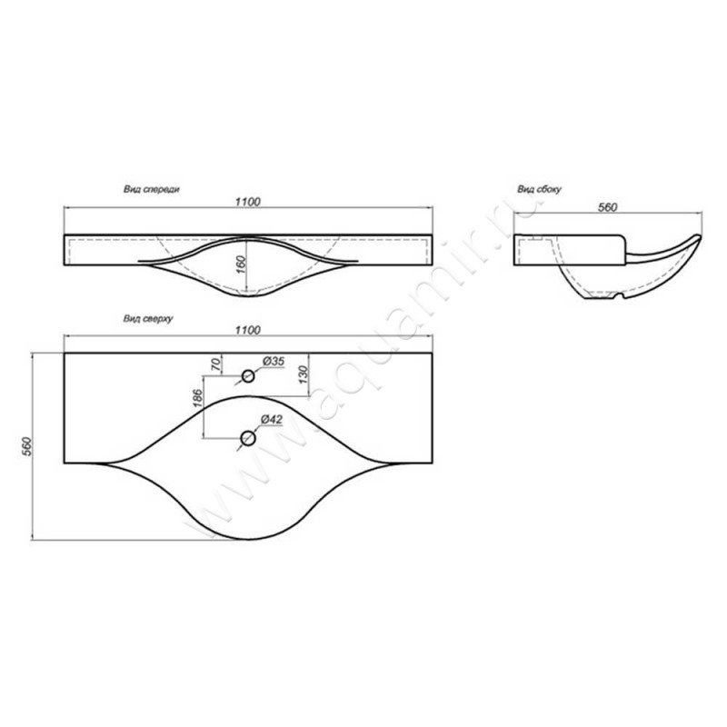 Раковина мебельная накладная Aqwella Broadway Brw.11.04.D размеры