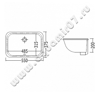 Раковина встраиваемая снизу под столешницу без отверстий Devon & Devon Swindon ACSWINDONDS размеры