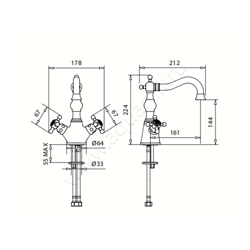 Смеситель для раковины Migliore Arcadia 18390 размеры