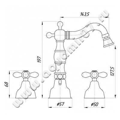 Смеситель для биде Migliore Princeton Plus ML.PRP-8025.CR размеры