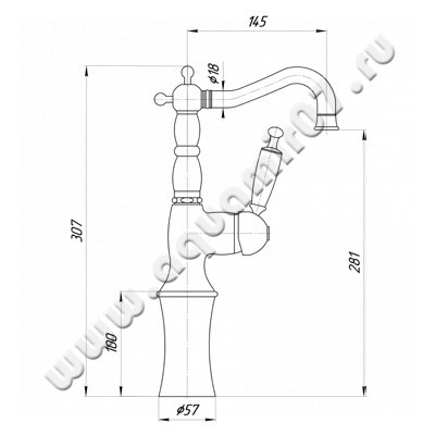 Смеситель для раковины Migliore Oxford 19133 размеры