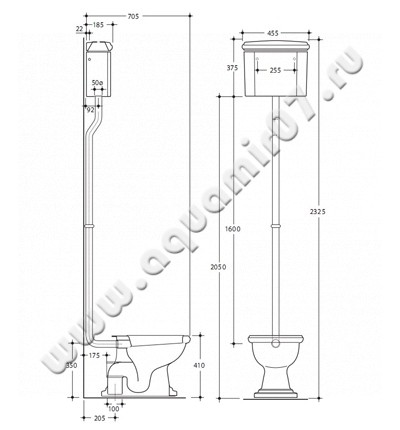 Бачок высокий для унитаза Migliore Bella 20614 размеры