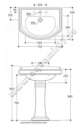 Раковина подвесная Migliore Bella ML.BLL-25.073.BI размеры
