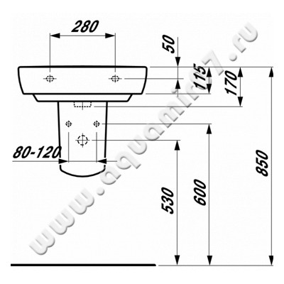 Полупьедестал для раковины Laufen Pro 8.1995.1.000.000.1 размеры