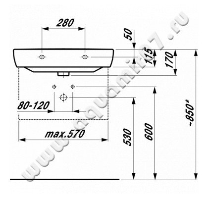 Раковина подвесная Laufen Pro A 8189530001041 размеры