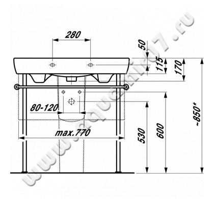 Раковина подвесная Laufen Pro A 8139560001041 размеры