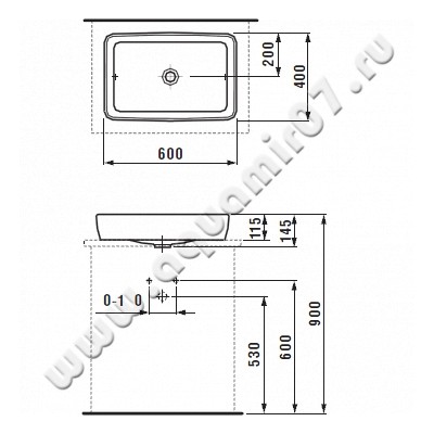 Раковина-чаша накладная Laufen Pro 8.1695.2.000.112.1 размеры