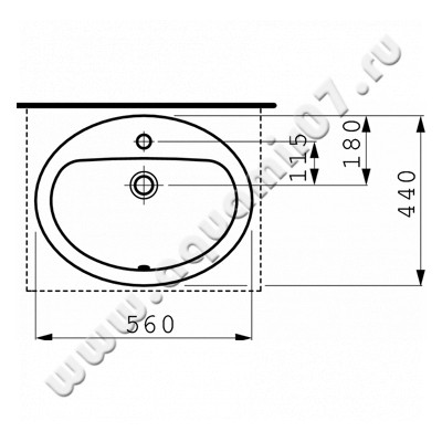 Раковина встраиваемая сверху на столешницу Laufen Pro B 8139510001041 размеры