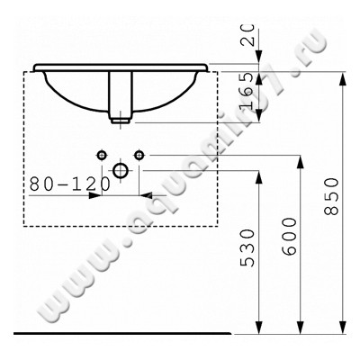 Раковина встраиваемая сверху на столешницу Laufen Pro B 8139510001041 размеры