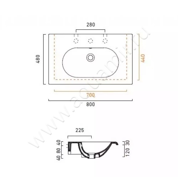 Раковина подвесная Catalano Sfera 180SN00 размеры