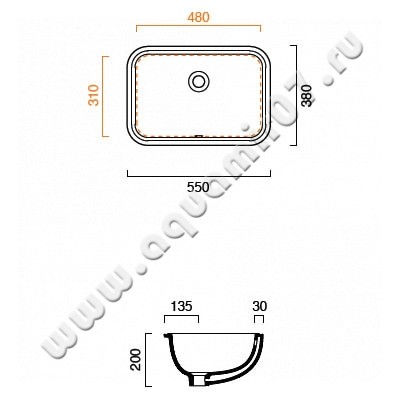 Раковина встраиваемая Catalano Canova Royal 1SOCN00 размеры