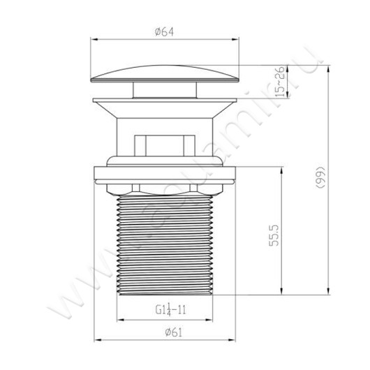 Донный клапан Villeroy & Boch TVP00000301061 размеры