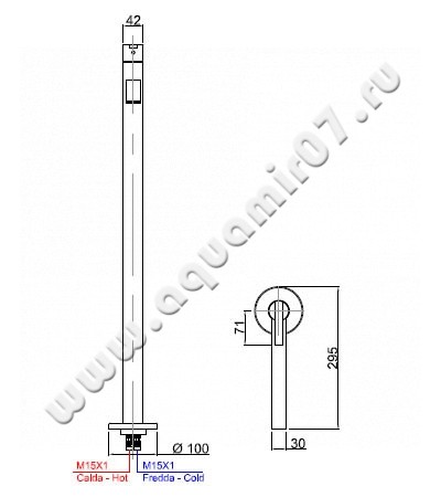 Смеситель для раковины Antonio Lupi BIKAPPA BK902N размеры