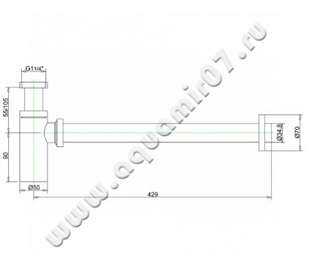 Сифон для раковины Burlington Modern W13 размеры