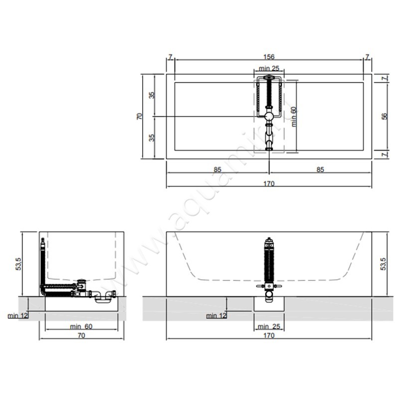 Ванна из кориана Antonio Lupi BIBLIO BIBLIO12#3 размеры