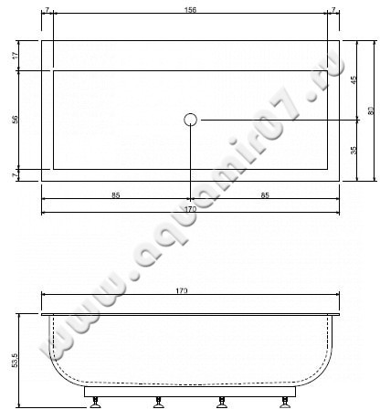 Ванна из кориана Antonio Lupi BIBLIO BIBLIO20 размеры