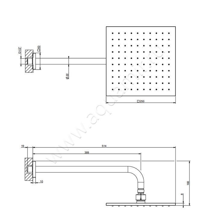 Верхний душ Gessi Rilievo 59158149 размеры