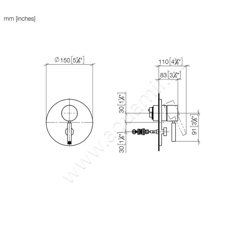 Смеситель для ванны Dornbracht META 36120660-00 размеры