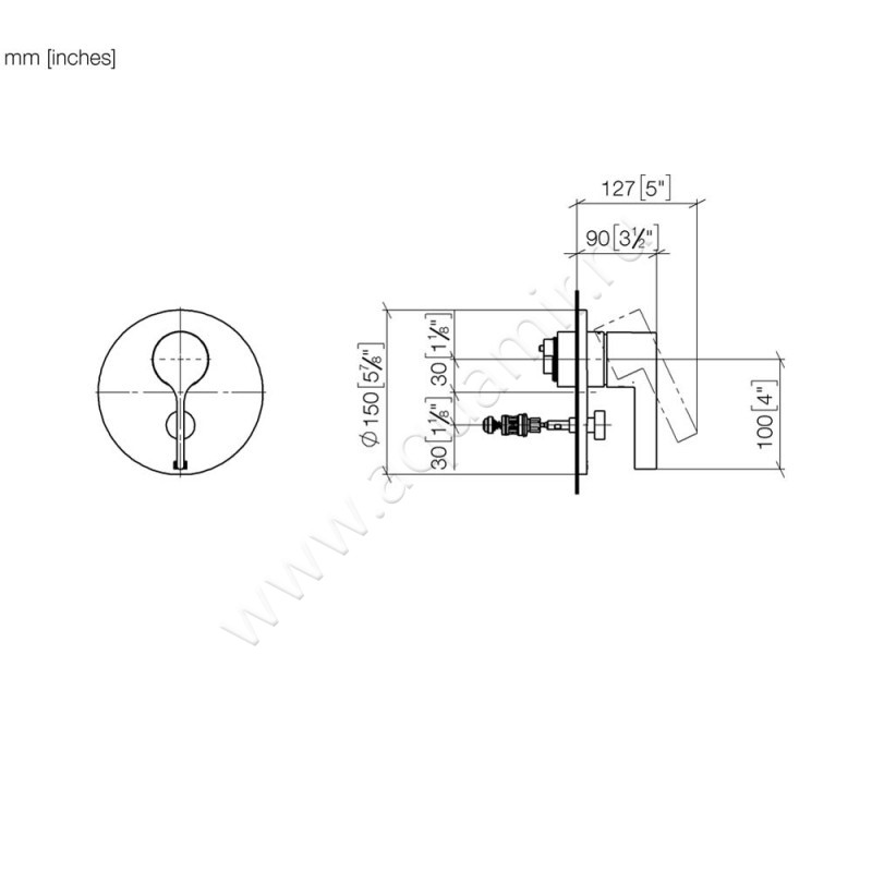 Смеситель для ванны Dornbracht VAIA 36120809-00 размеры