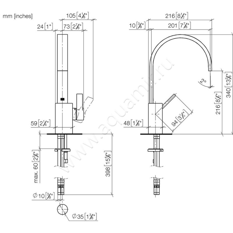 Смеситель для раковины Dornbracht МЕМ 33526782-00 размеры