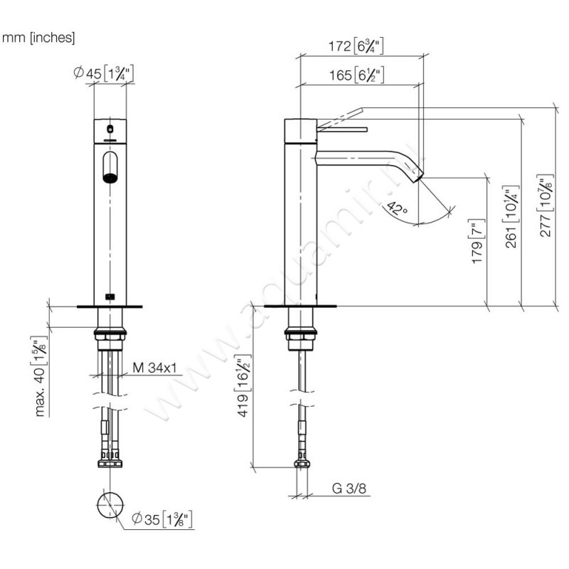 Смеситель для раковины Dornbracht META 33539662-00 размеры