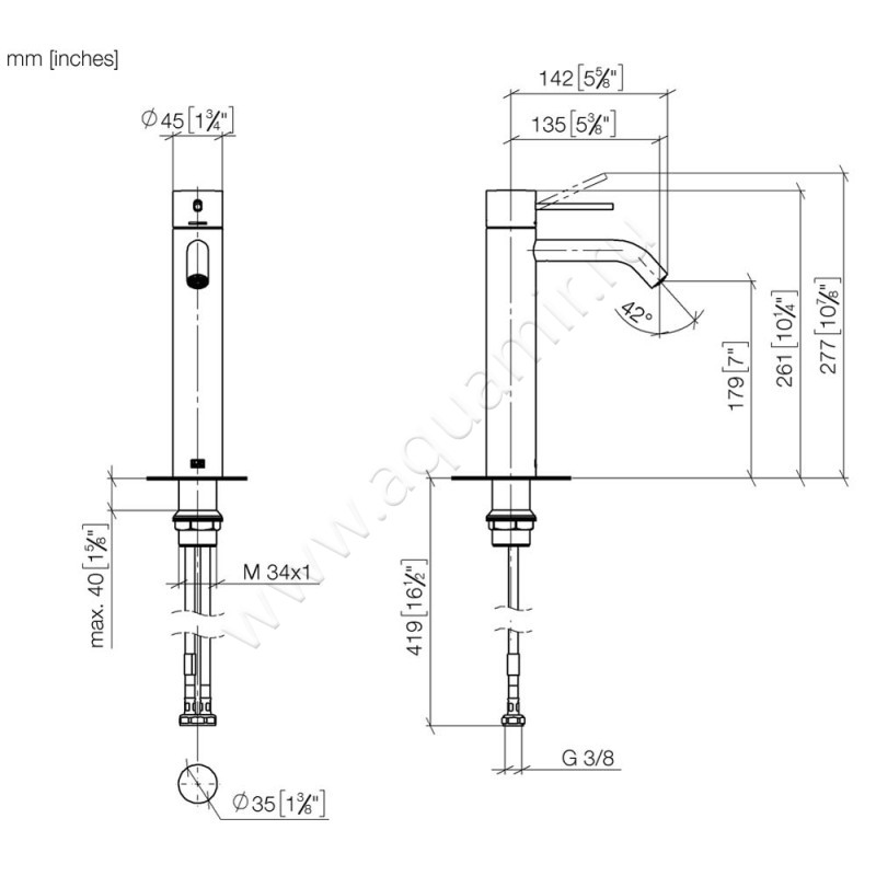 Смеситель для раковины Dornbracht META 33537662-00 размеры