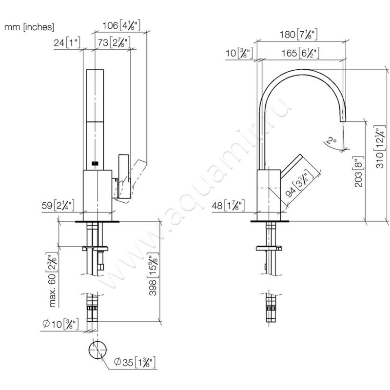 Смеситель для раковины Dornbracht МЕМ 33521782-00 размеры