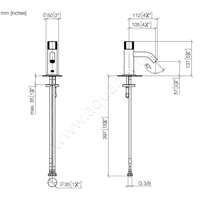 Смеситель для раковины Dornbracht META 33525664-00 размеры