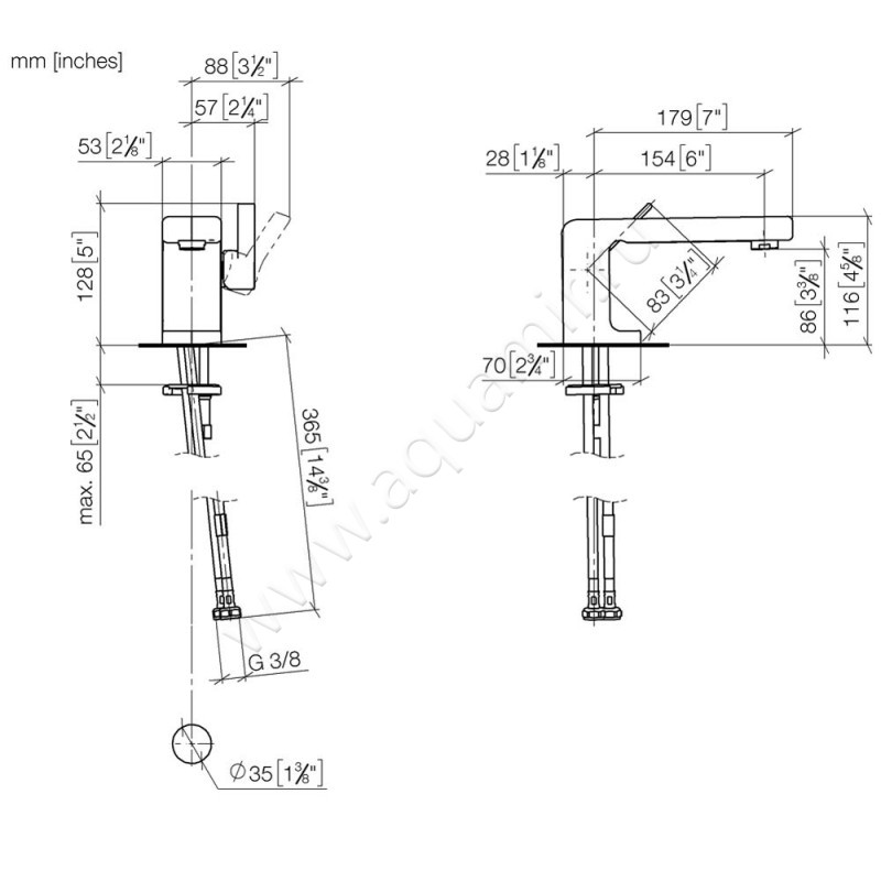 Смеситель для раковины Dornbracht LULU 33521710-00 размеры