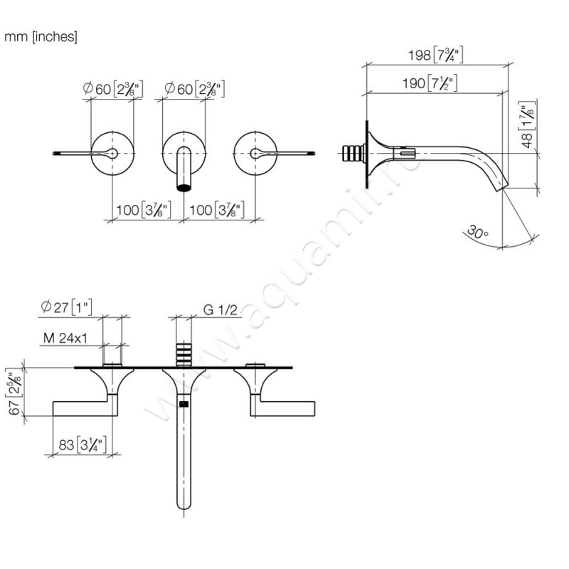 Смеситель для раковины Dornbracht VAIA 36712819-06 размеры