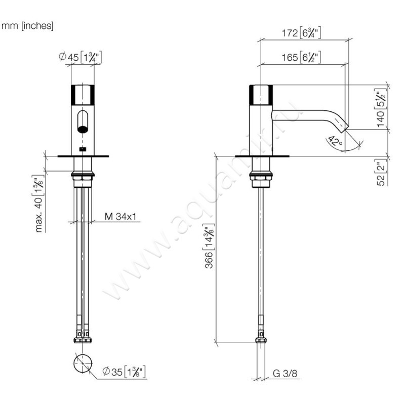Смеситель для раковины Dornbracht META 33526664-00 размеры