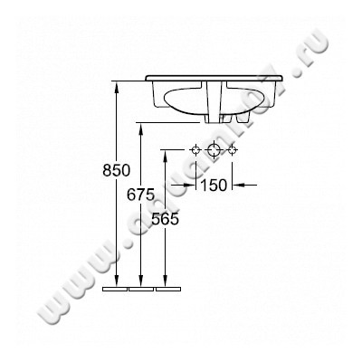 Раковина встраиваемая сверху на столешницу Villeroy & Boch O.novo 41615601 размеры